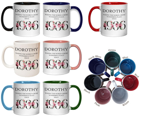 90th Birthday Gift for Women - Wonderful Since 1936 Personalised Coffee Mug Coaster 90 Gift for Her - Ladies Floral Design Nan Gran BND90M