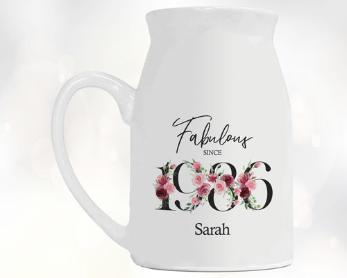 40th Birthday Gift for Women Fabulous Since 1986 Small Personalised Flower Pot Vase 40 Gift for Her Ladies Floral Design Mum Daughter BNC40