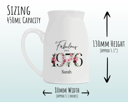 50th Birthday Gift for Women - Fabulous Since 1976 Small Personalised Flower Pot Vase 50 Gift for Her Ladies Floral Design Mum Nan BNC50