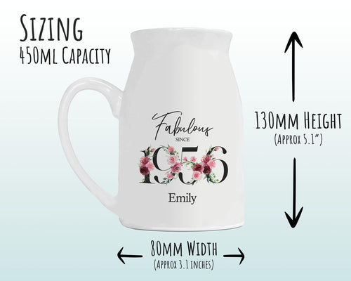 70th Birthday Gift for Women - Fabulous Since 1956 Small Personalised Flower Pot Vase 70 Gift for Her Ladies Floral Design Nan Gran BNC70