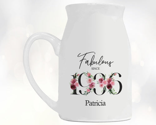 90th Birthday Gift for Women - Fabulous Since 1936 Small Personalised Flower Pot Vase 90 Gift for Her Ladies Floral Design Nan Gran BNC90