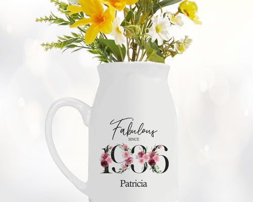 90th Birthday Gift for Women - Fabulous Since 1936 Small Personalised Flower Pot Vase 90 Gift for Her Ladies Floral Design Nan Gran BNC90