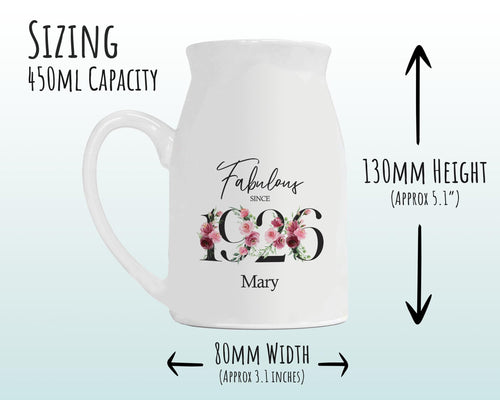 100th Birthday Gift for Women - Fabulous Since 1926 Small Personalised Flower Pot Vase 100 Gift for Her Ladies Floral Design Nan Gran BNC100