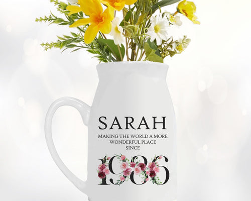 40th Birthday Gift for Women Wonderful since 1986 Small Personalised Flower Pot Vase 40 Gift for Her Ladies Floral Design Mum Daughter BND40