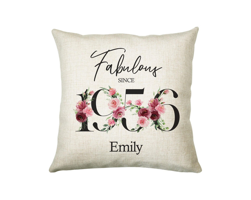 70th Birthday Gift for Women - Personalised 1956 Birthday Cushion Age 70 Gift for Her - Ladies Floral Design Mum Nan Gran Seventy BNC70C
