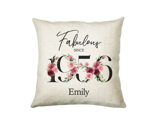 70th Birthday Gift for Women - Personalised 1956 Birthday Cushion Age 70 Gift for Her - Ladies Floral Design Mum Nan Gran Seventy BNC70C