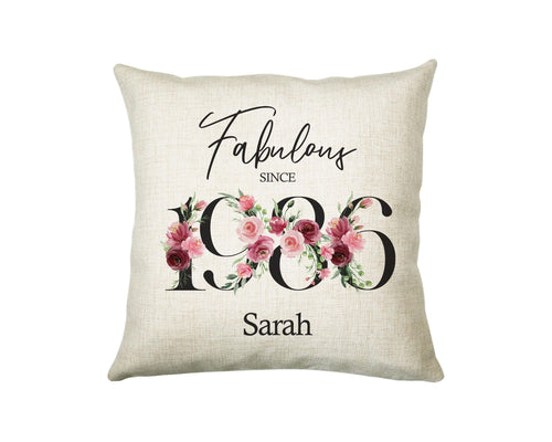 40th Birthday Gift for Women - Personalised 1986 Birthday Cushion Age 40 Gift for Her Ladies Floral Design Mum Daughter Sister Forty BNC40C
