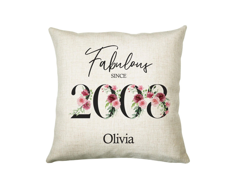 18th Birthday Gift for Women - Personalised 2008 Birthday Cushion Age 18 Gift for Her Ladies Floral Design Daughter Sister Eighteen BNC18C