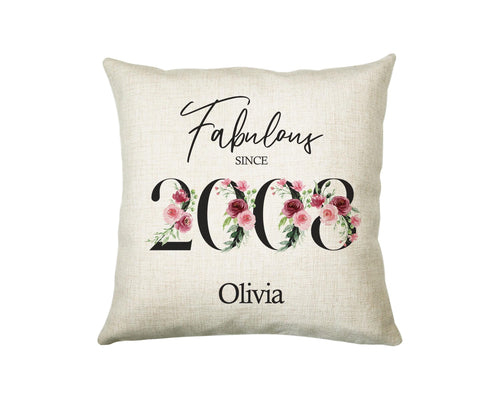 18th Birthday Gift for Women - Personalised 2008 Birthday Cushion Age 18 Gift for Her Ladies Floral Design Daughter Sister Eighteen BNC18C