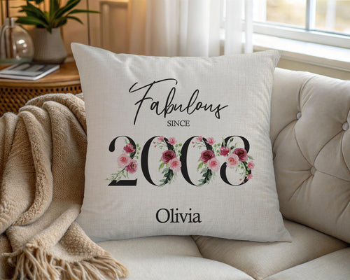 18th Birthday Gift for Women - Personalised 2008 Birthday Cushion Age 18 Gift for Her Ladies Floral Design Daughter Sister Eighteen BNC18C