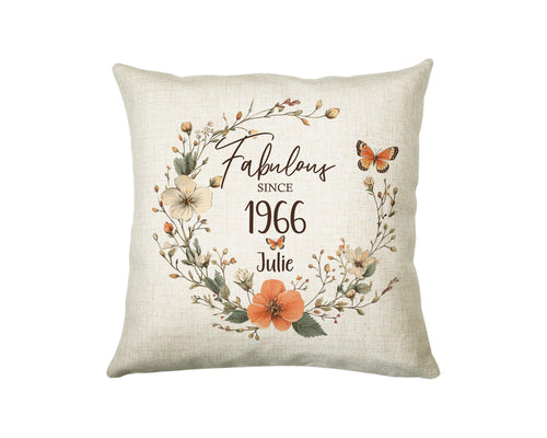 60th Birthday Gift for Women - Personalised 1966 Birthday Cushion Age 60 Gift for Her - Ladies Floral Age Design Mum Nan Gran Sixty BNL60C