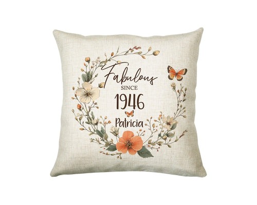 80th Birthday Gift for Women - Personalised 1946 Birthday Cushion Age 80 Gift for Her - Ladies Floral Age Design Mum Nan Gran Eighty BNL80C