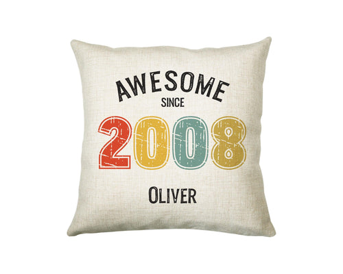 18th Birthday Gift for Men - Personalised Birthday Cushion Age 18 Gift for Him Custom Retro Vintage Number Design Boy Son Eighteen BNG18C