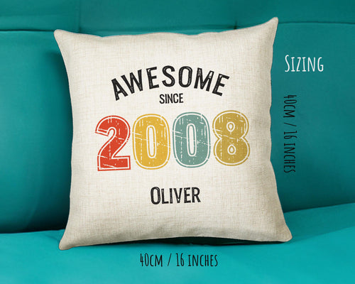 18th Birthday Gift for Men - Personalised Birthday Cushion Age 18 Gift for Him Custom Retro Vintage Number Design Boy Son Eighteen BNG18C