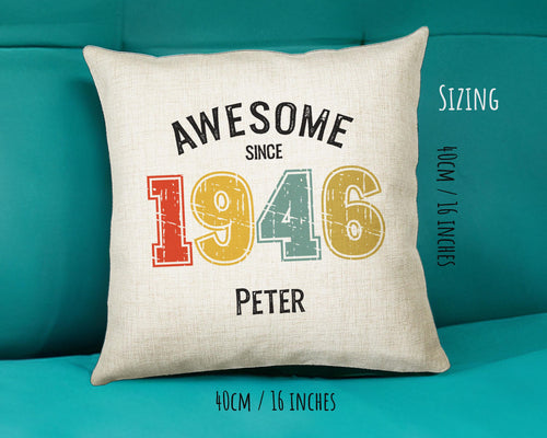 80th Birthday Gift for Men - Personalised Birthday Cushion Age 80 Gift for Him Custom Retro Vintage Number Design Dad Grandad Eighty BNG80C