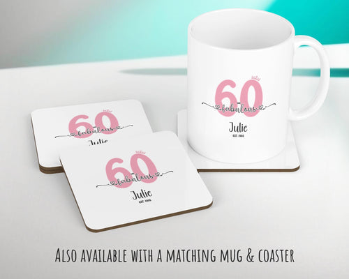 60th Birthday Gift for Women 60 and Fabulous Est 1966 Personalised Birthday Cushion Gift for Her Ladies Pink Design Mum Nanny Sixty BNH60C