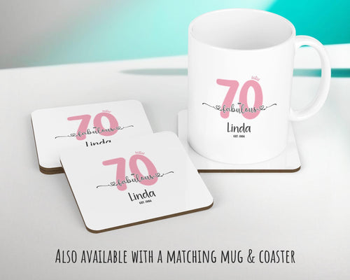 70th Birthday Gift for Women 70 and Fabulous Est 1956 Personalised Birthday Cushion Gift for Her Ladies Pink Design Mum Nanny Seventy BNH70C