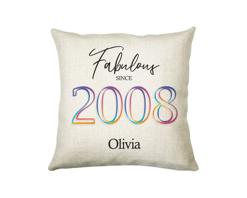 18th Birthday Gift for Women - Personalised 2008 Birthday Cushion Age 18 Gift for Her Ladies Floral Design Daughter Sister Eighteen BNN18C