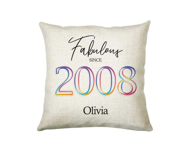 18th Birthday Gift for Women - Personalised 2008 Birthday Cushion Age 18 Gift for Her Ladies Floral Design Daughter Sister Eighteen BNN18C