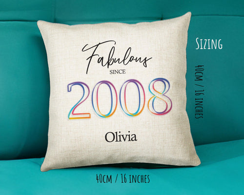18th Birthday Gift for Women - Personalised 2008 Birthday Cushion Age 18 Gift for Her Ladies Floral Design Daughter Sister Eighteen BNN18C
