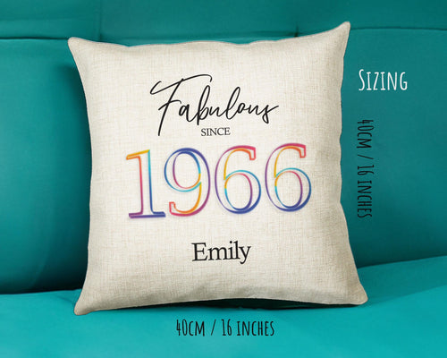 60th Birthday Gift for Women - Personalised 1966 Birthday Cushion Age 60 Gift for Her - Ladies Floral Age Design Mum Nan Gran Sixty BNN60C