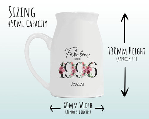 30th Birthday Gift for Her - Fabulous Since 1996 Small Personalised Flower Pot Vase 30 Gifts for Women Floral Design Daughter Sister BNC30