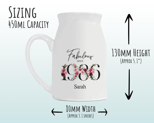 40th Birthday Gift for Women Fabulous Since 1986 Small Personalised Flower Pot Vase 40 Gift for Her Ladies Floral Design Mum Daughter BNC40
