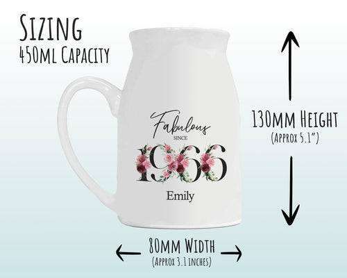 60th Birthday Gift for Women - Fabulous Since 1966 Small Personalised Flower Pot Vase 60 Gift for Her Ladies Floral Design Mum Nan BNC60