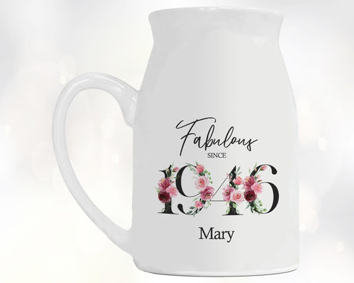 80th Birthday Gift for Women - Fabulous Since 1946 Small Personalised Flower Pot Vase 80 Gift for Her Ladies Floral Design Nan Gran BNC80