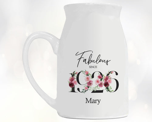 100th Birthday Gift for Women - Fabulous Since 1926 Small Personalised Flower Pot Vase 100 Gift for Her Ladies Floral Design Nan Gran BNC100