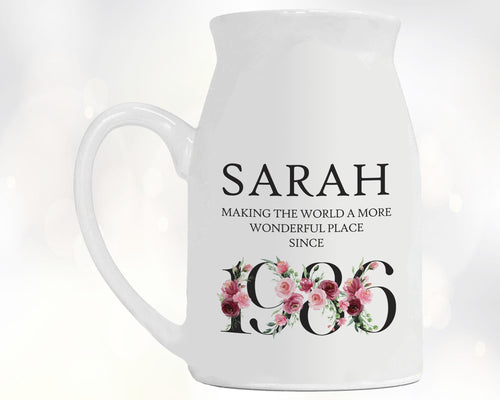 40th Birthday Gift for Women Wonderful since 1986 Small Personalised Flower Pot Vase 40 Gift for Her Ladies Floral Design Mum Daughter BND40