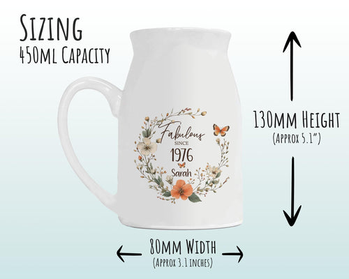 50th Birthday Gift for Women - Fabulous Since 1976 Small Personalised Flower Pot Vase 50 Gift for Her Ladies Floral Design Mum Nan BNL50