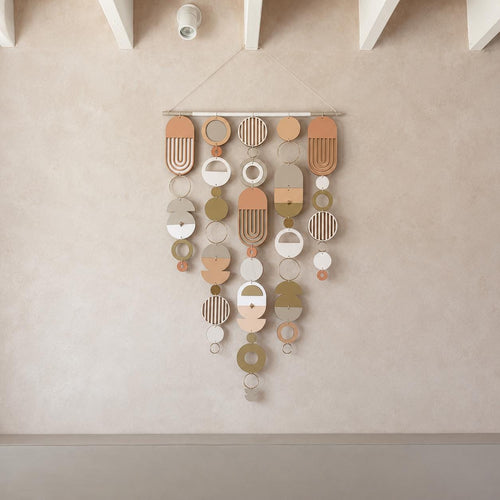 Large MCM Cream & Pink Wall Art - Minimalist Home Decor