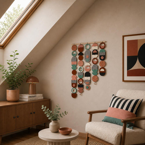 Large Asymmetrical Wall Art - Copper Geometric Wall Hanging - MCM Decor