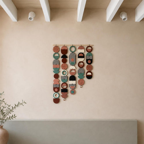 Large Asymmetrical Wall Art - Copper Geometric Wall Hanging - MCM Decor