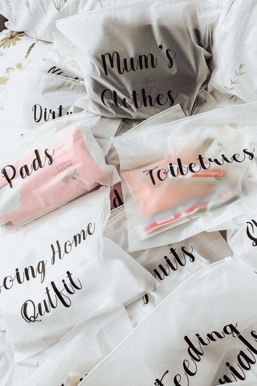 Maternity Bag Organizers x14 | Zip Lock Reusable Bags Set | Baby Shower Essentials