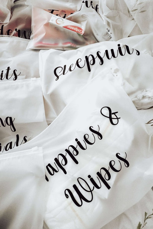 Maternity Bag Organizers x14 | Zip Lock Reusable Bags Set | Baby Shower Essentials