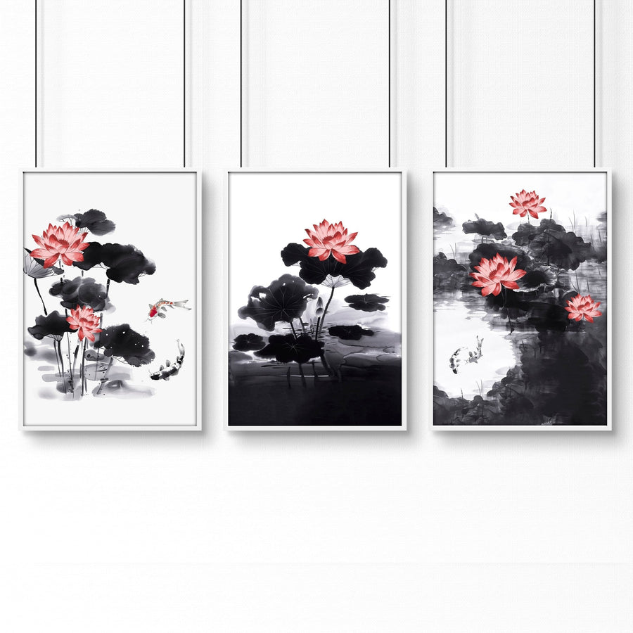 Japandi Decor | Set of 3 Asian Inspired Wall art Prints