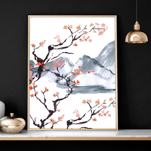Cherry Blossom Wall Art – Japanese Set of 3 Framed Prints
