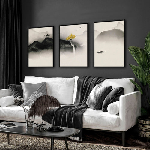 Japanese wall hanging | set of 3 wall art prints