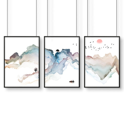 Bedroom Wall Art | Japanese Set of 3 Framed Prints