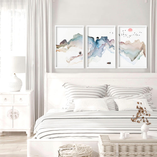 Bedroom Wall Art | Japanese Set of 3 Framed Prints