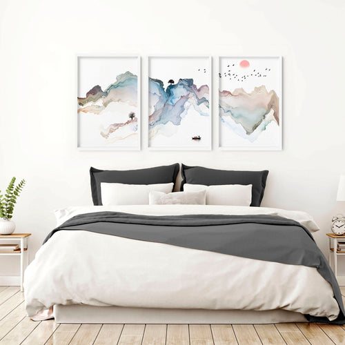 Bedroom Wall Art | Japanese Set of 3 Framed Prints