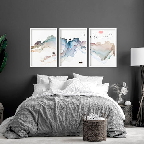 Bedroom Wall Art | Japanese Set of 3 Framed Prints