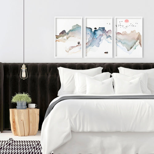 Bedroom Wall Art | Japanese Set of 3 Framed Prints