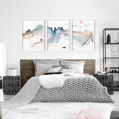 Bedroom Wall Art | Japanese Set of 3 Framed Prints