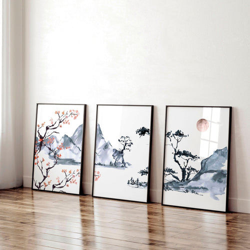 Cherry Blossom Prints – Set of 3 Japanese Wall Art