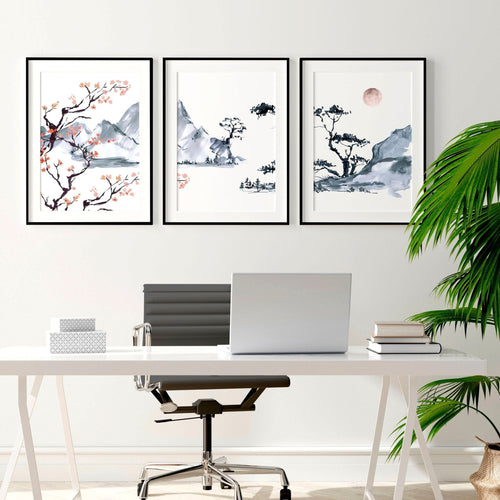 Cherry Blossom Prints – Set of 3 Japanese Wall Art