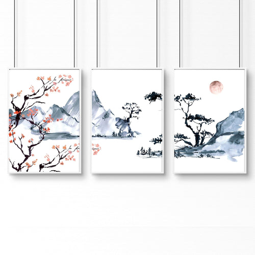 Cherry Blossom Prints – Set of 3 Japanese Wall Art