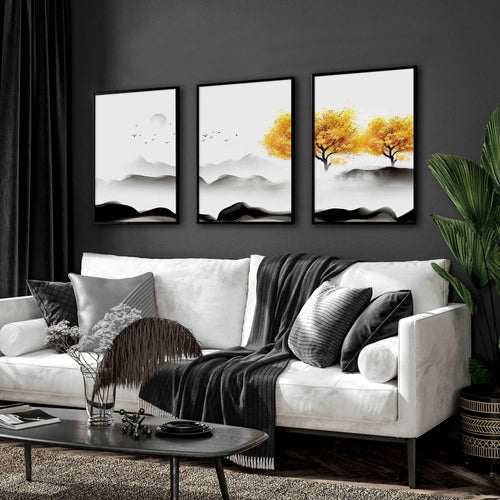Japanese decor art prints | set of 3 framed wall art